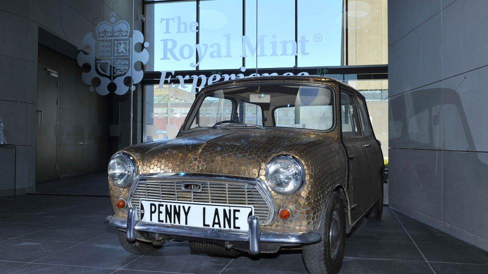 Coin-covered mini at the Royal Mint Experience