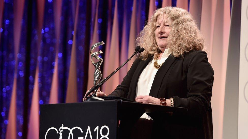 Jenny Beavan accepting her Costume Designers Guild Award