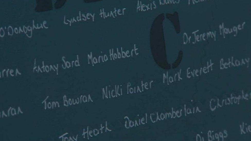 Names hand written on the NHS Spitfire