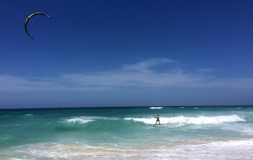 A kite surfer