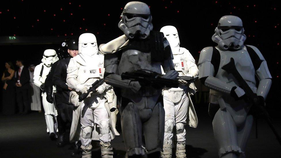 A general view of Stormtoopers at the 'Star Wars: The Last Jedi' Closing Night Gala on day eight of the 14th annual Dubai International Film Festival held at the Madinat Jumeriah Complex on December 13, 2017 in Dubai, United Arab Emirates