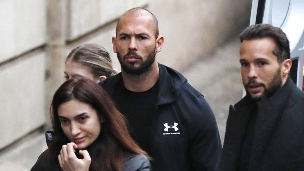 Andrew Tate with his brother Tristan outside the appeal court on Tuesday