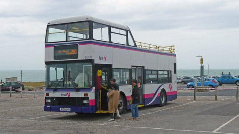 First Dorset open top bus on Portland