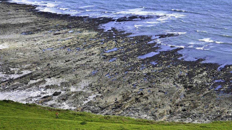 Colin Riddle captured this image of a unicyclist making the most of the fine weather on a deserted footpath near Pennard, Gower.