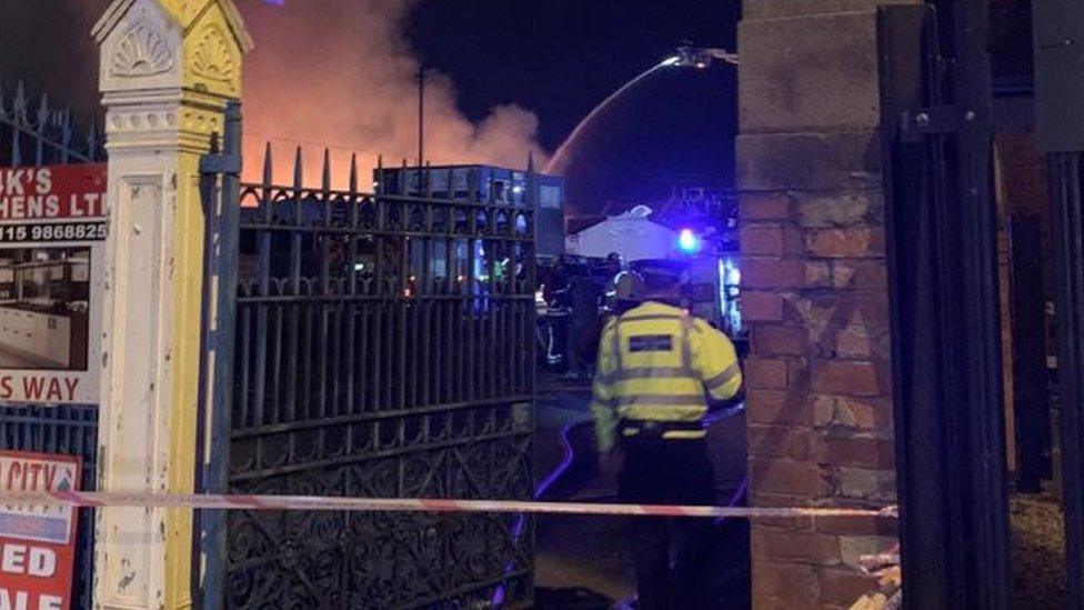 Nottingham Cattle Market fire off Meadow Lane, Nottingham