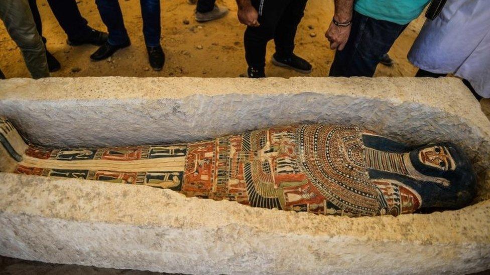 A recently discovered sarcophagus at Dahshur. Photo: 13 July 2019