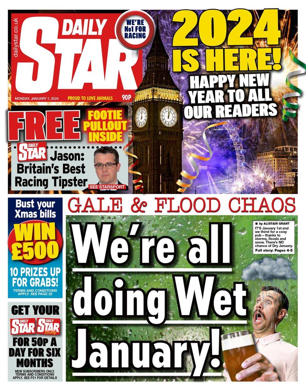 Daily Star front page, New Year's Day