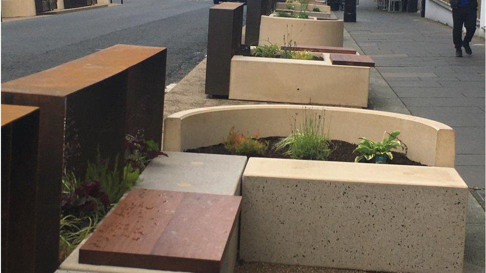 The parklet dining area on Bishop Street in Derry