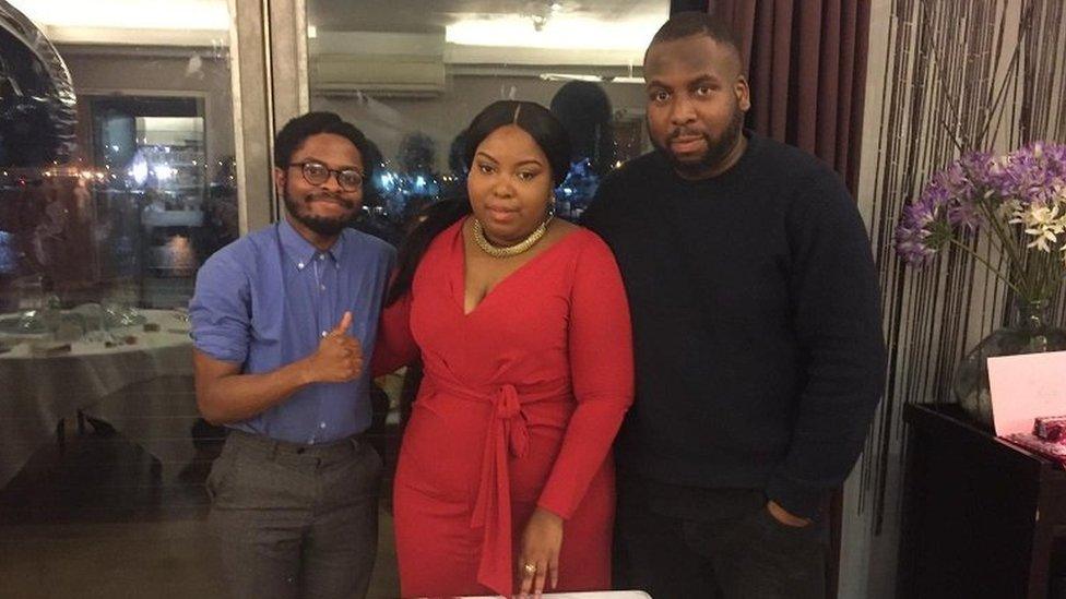 Gboyega with his sister, Rose and brother, Yomi