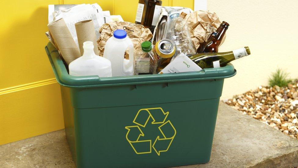 Assorted recycling in a box