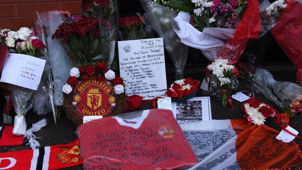 Tributes outside Old Trafford