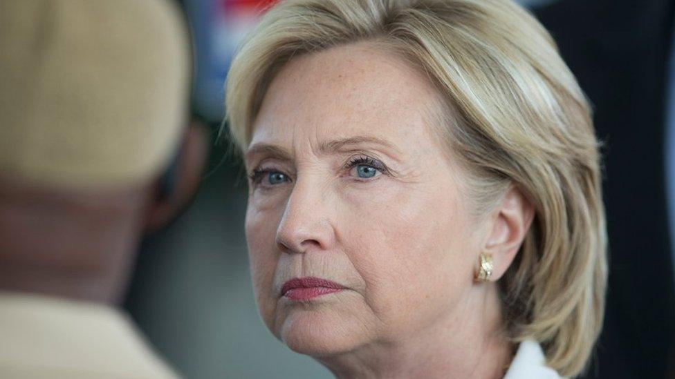 Democratic presidential candidate and former U.S. Secretary of State Hillary Clinton speaks to guests gathered for a campaign event 26 August 2015