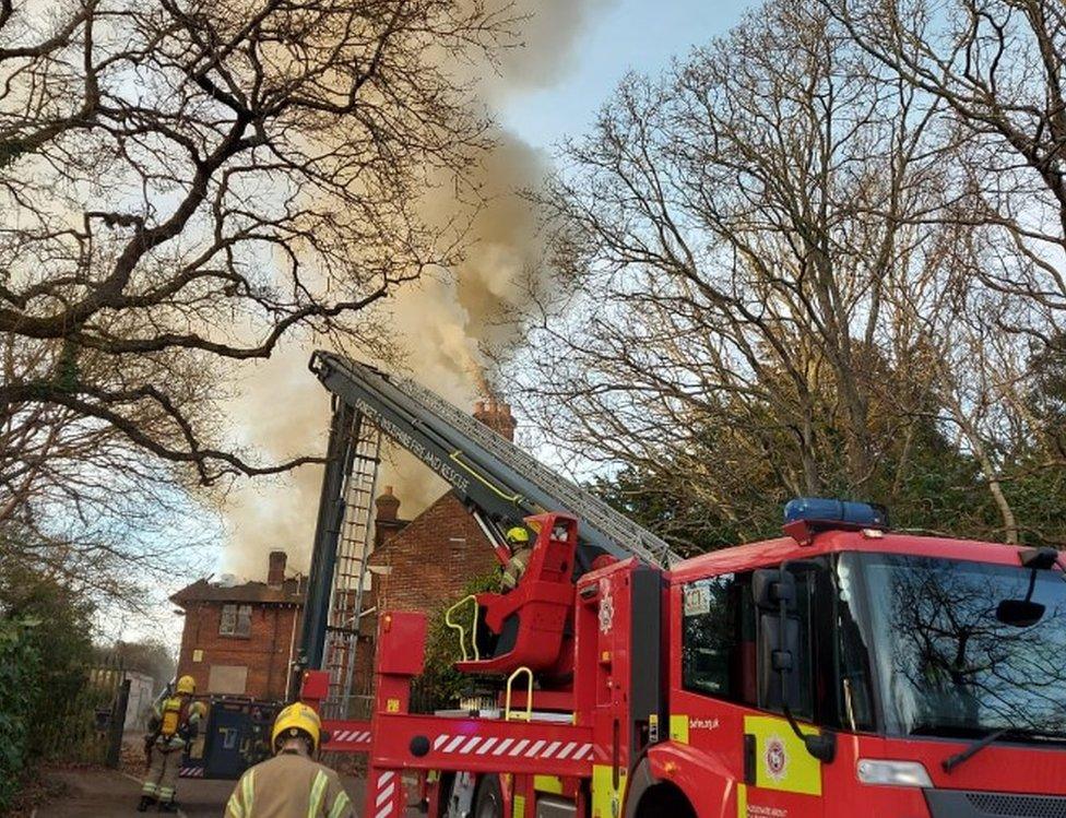 Fire at a former college building in Poole