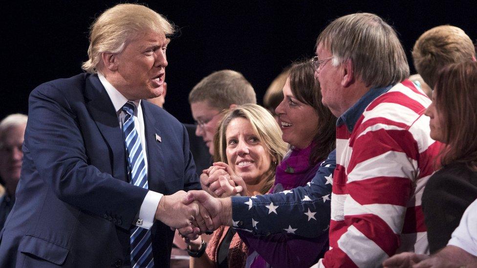 Trump greets supporters