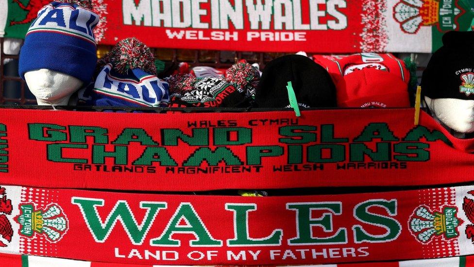 Scarves on sale in central Cardiff