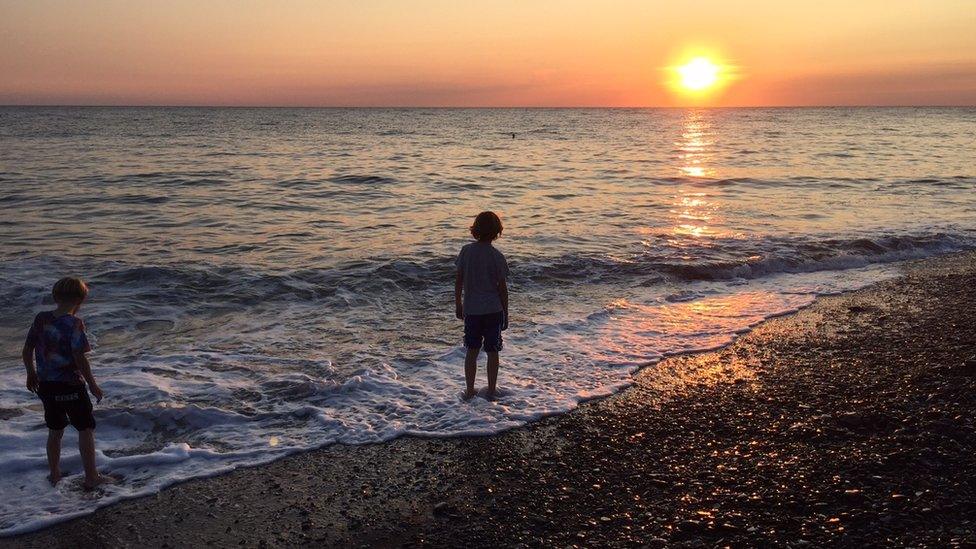 Pat Lawlor took this picture of her two boys, Barney and Mackie, at sunset at South Beach, Aberystwyth.