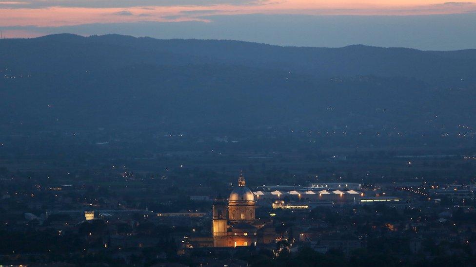 A general view of Santa Maria Degli Angeli (Basilica of St Mary of the Angels) prior to Pope Francis' visit on October 3, 2013 in Assisi, Italy.