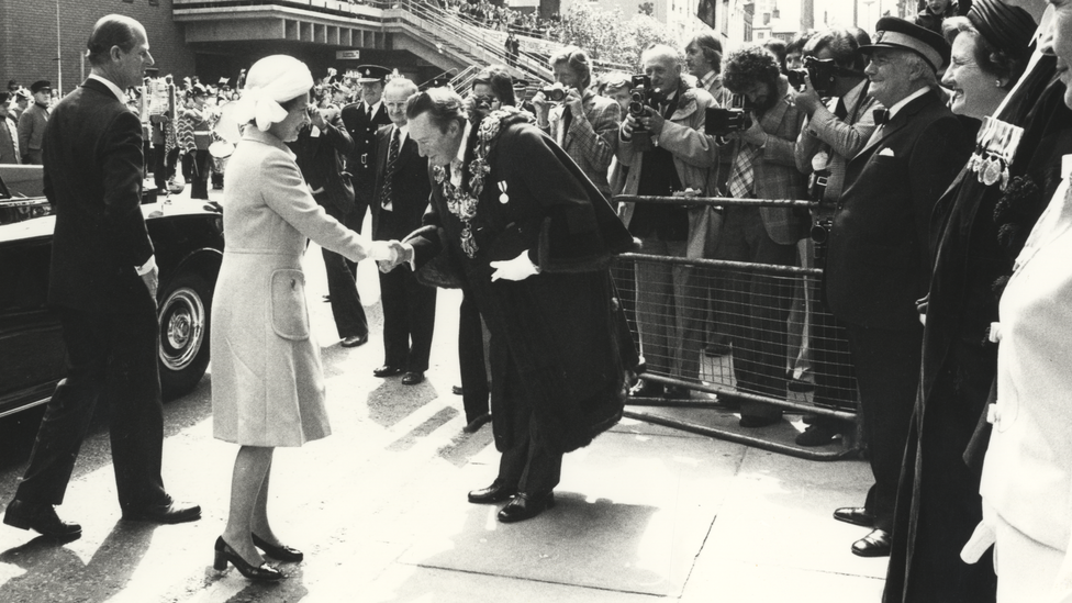 the Queen in Preston during her Silver Jubilee Tour in 1977