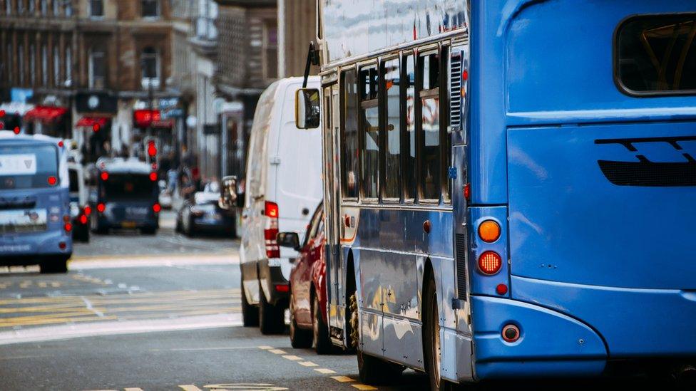 cars and bus in glasgow