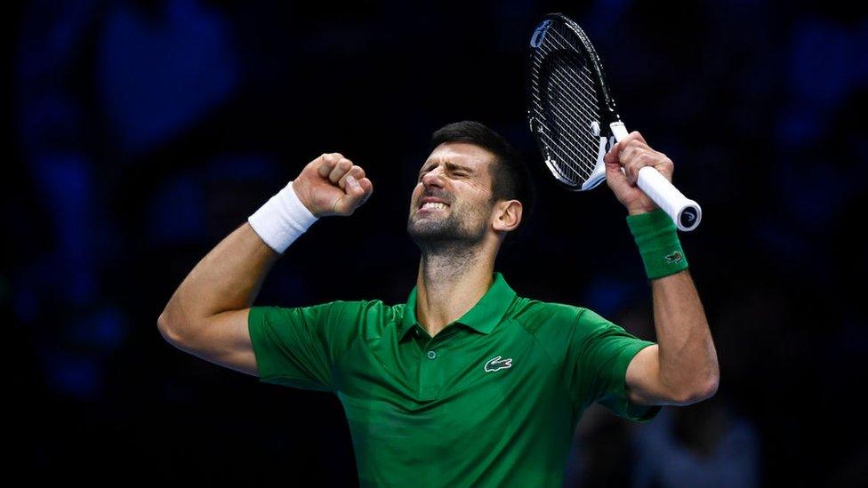 Novak Djokovic celebrates