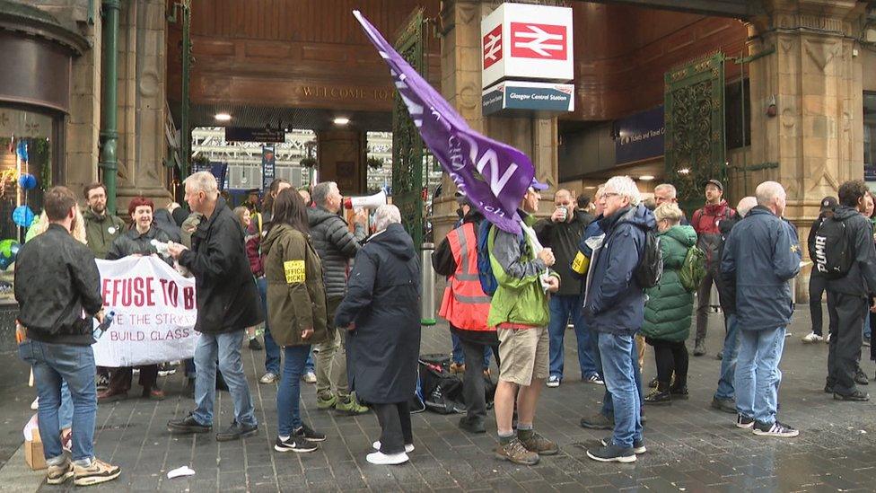 protestors outside Central station