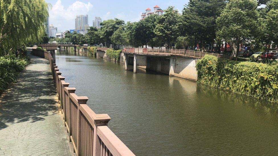 A river walk in Singapore.