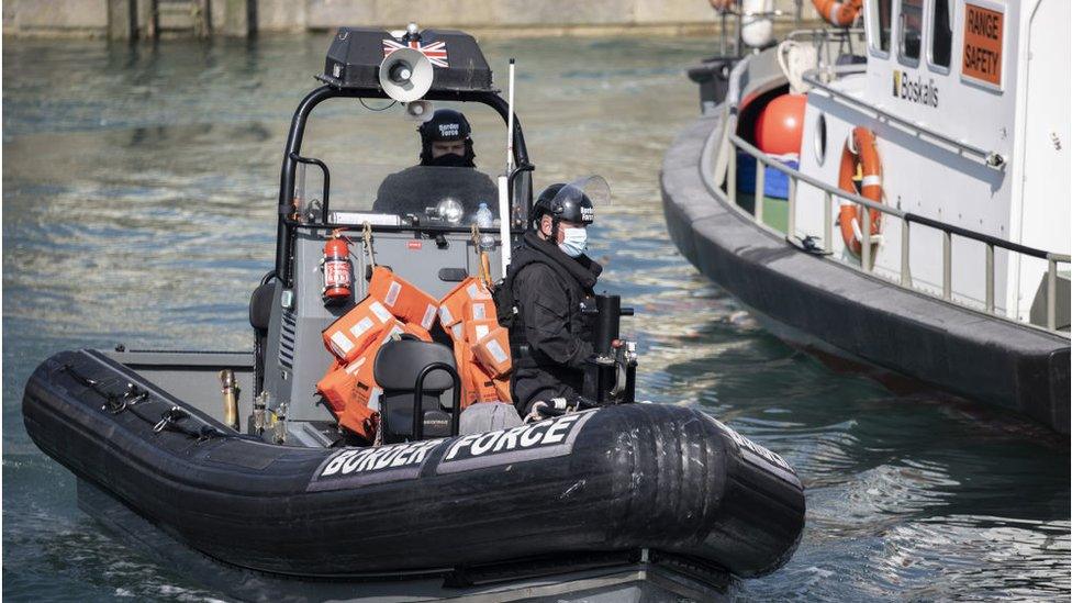 UK Border Force officers in Dover (April 2022)