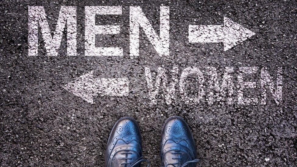 Men and women pavement graphic