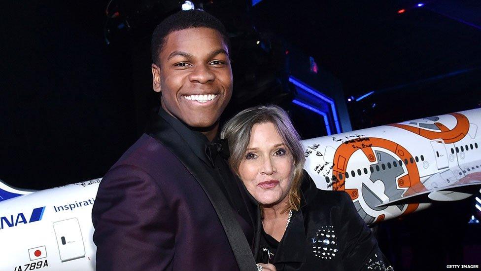 John Boyega and Carrie Fisher