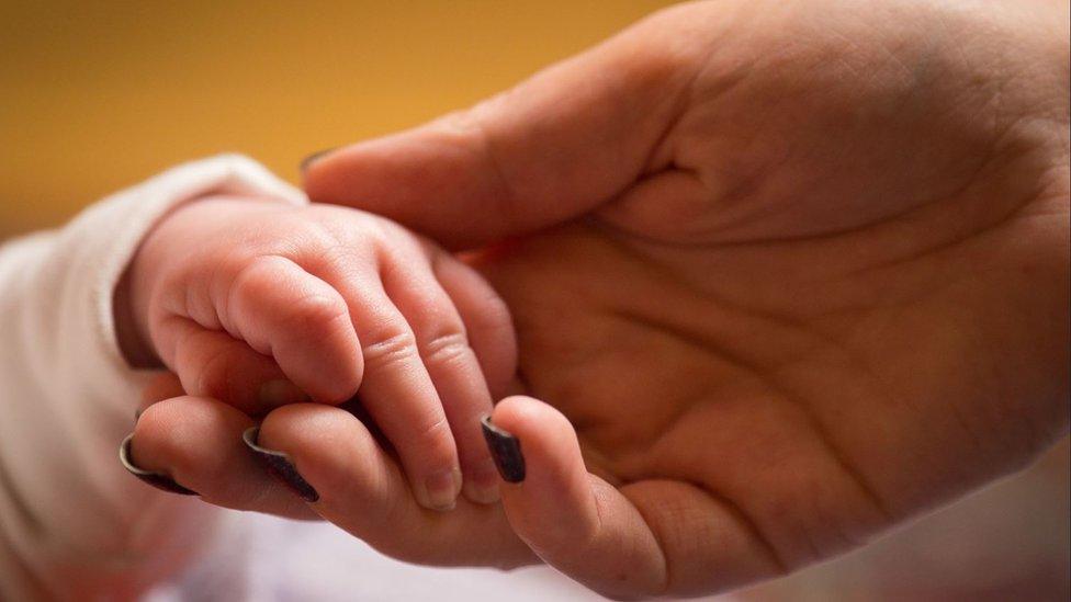 Parent holding child's hand