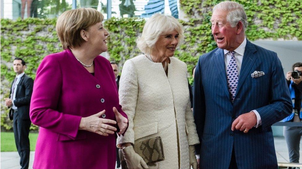 Angela Merkel with the Prince of Wales and the Duchess of Cornwall