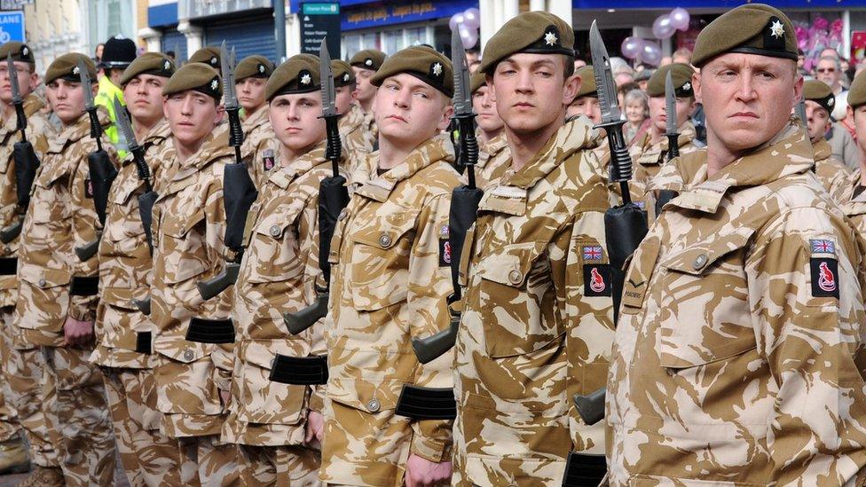 Soldiers marching in Watford