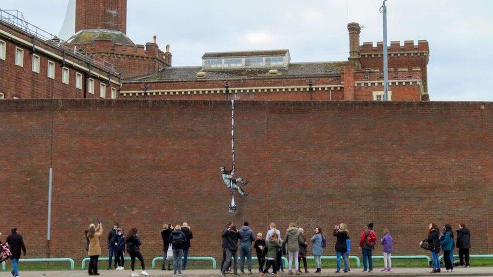 Banksy artwork on Reading Prison