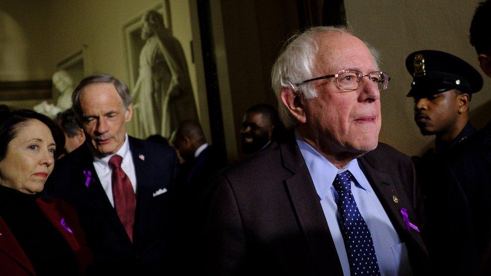 Bernie Sanders was among Democrats wearing a ribbon