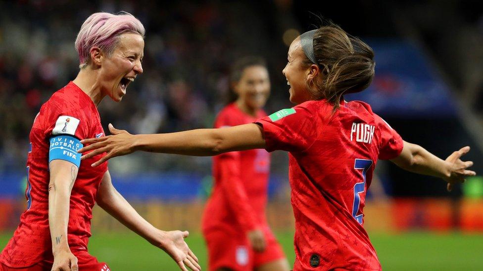 Mallory-Pugh-of-the-USA-celebrates-with-teammate-Megan-Rapinoe.