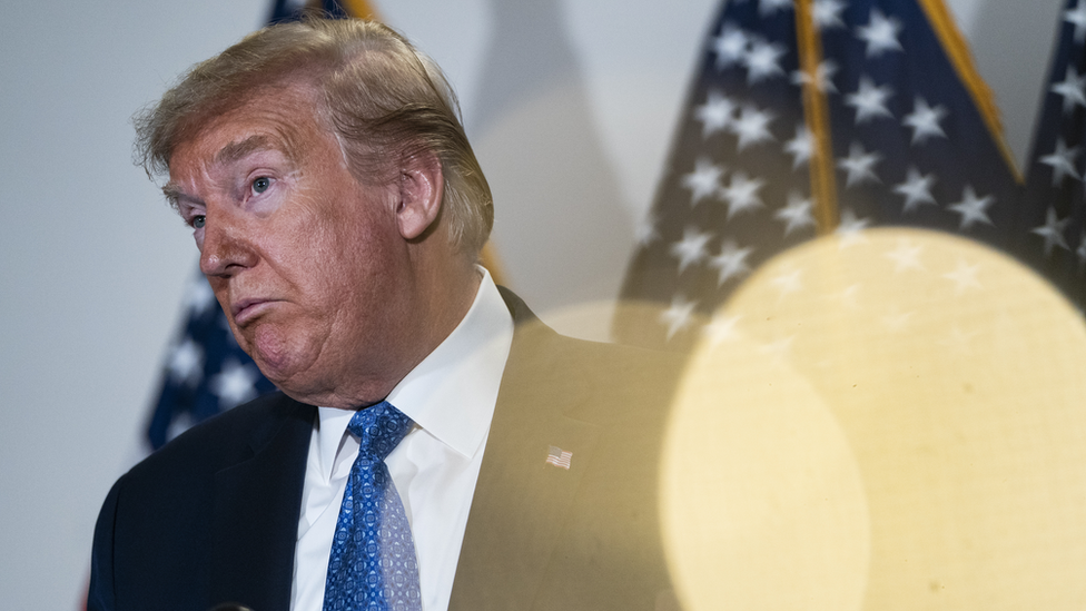 President Donald Trump speaks at a daily press briefing about the pandemic