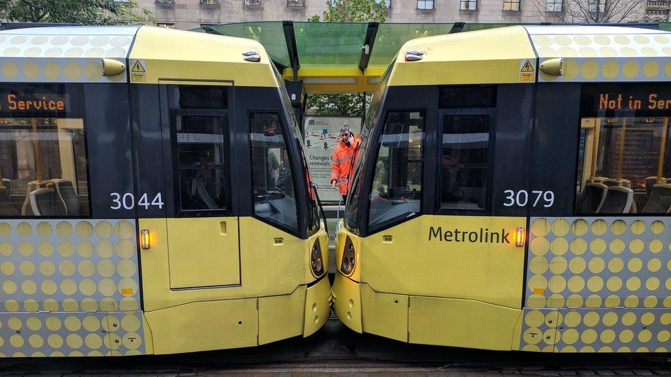 trams after collision