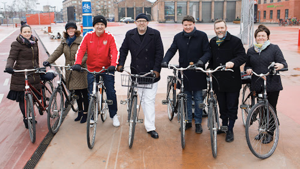 Danny Kennedy (in red) on a fact finding trip to Copenhagen