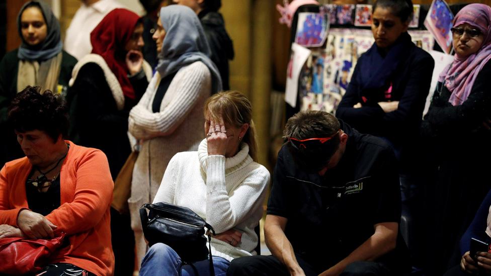 Mourners in church