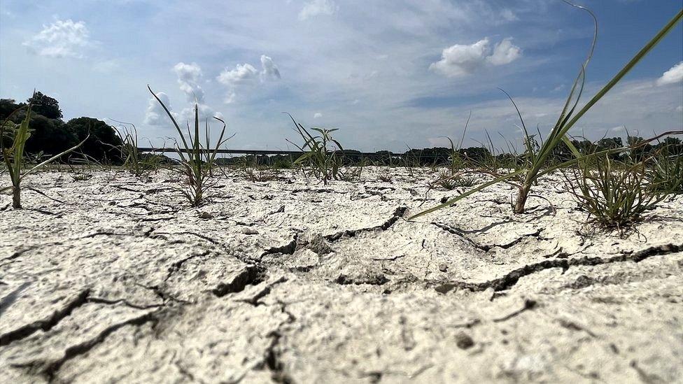 A drought has caused parts of the River Po in northern Italy to dry up