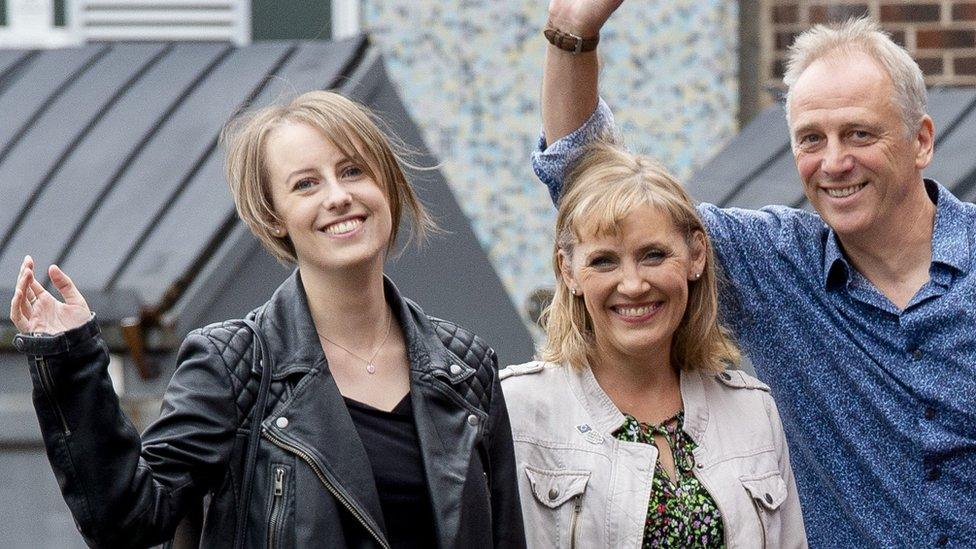 Laura Nuttall (left) with her mum Nicola and dad Mark ahead of Saturday's shows