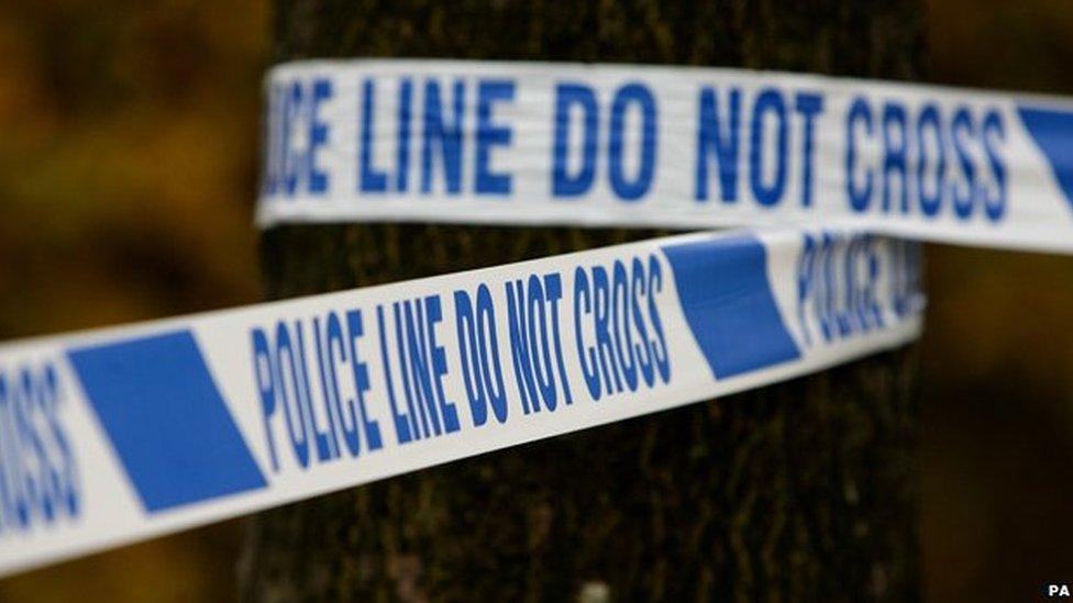 Police tape at crime scene