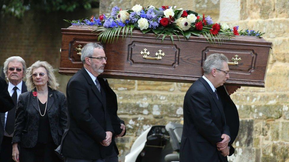 Graham Mallinson's funeral is carried into St Mary's Church, Newick