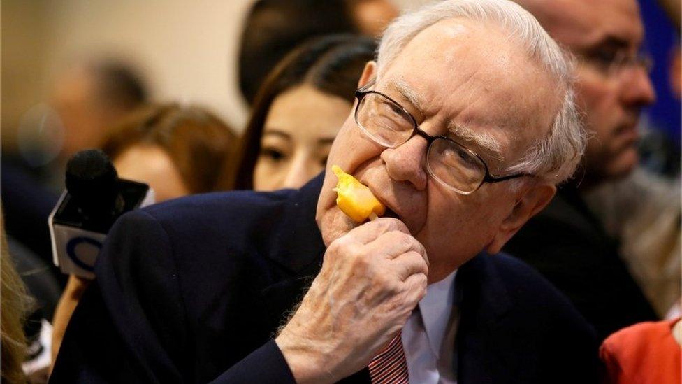 Warren Buffett enjoys an ice cream during one of Berkshire Hathaway's annual shareholder meetings.