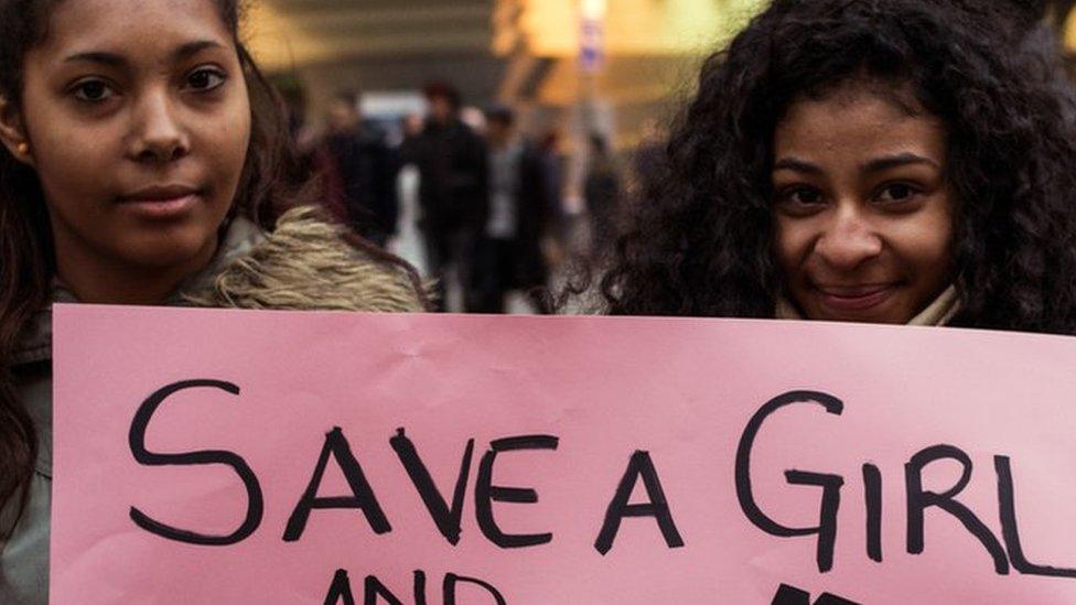 Women protest against FGM.