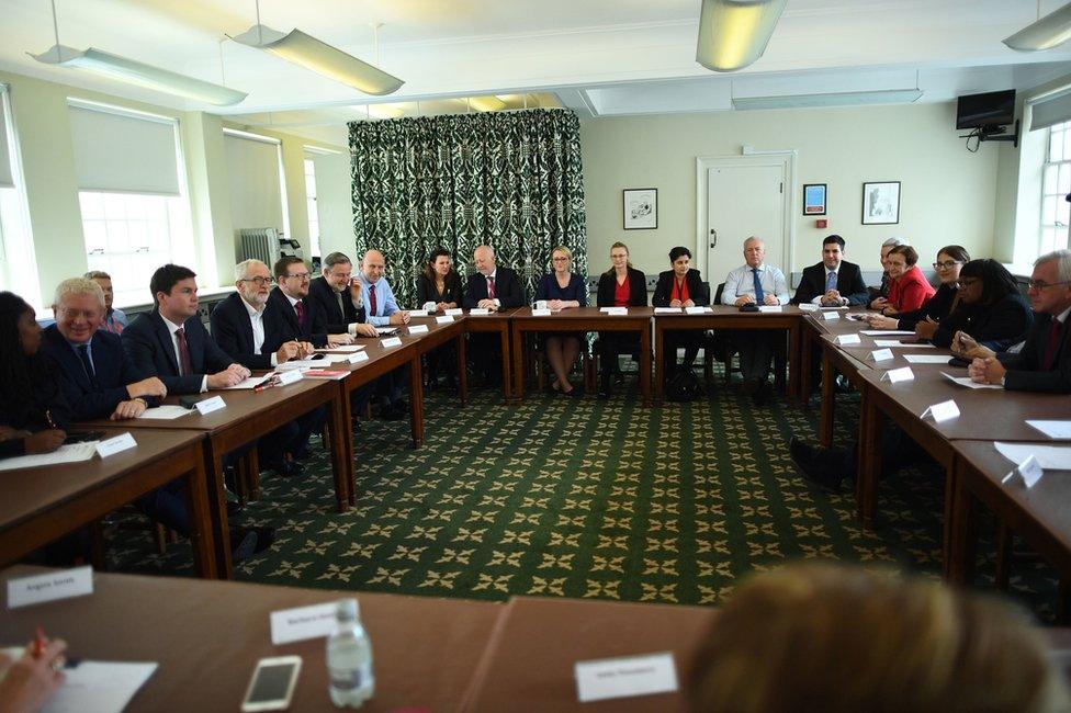 Labour leader Jeremy Corbyn holds a shadow cabinet meeting