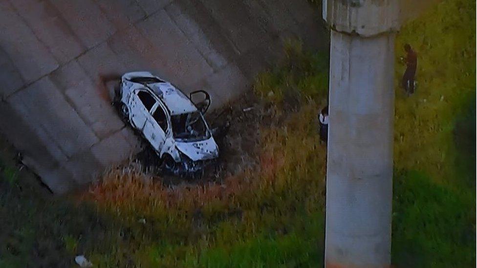 TV grab taken from TV Globo News showing the car of Greek ambassador in Brazil, Kyriakos Amiridis in Nova Iguacu, Baixada Fluminense, Rio de Janeiro on December 30, 2016.