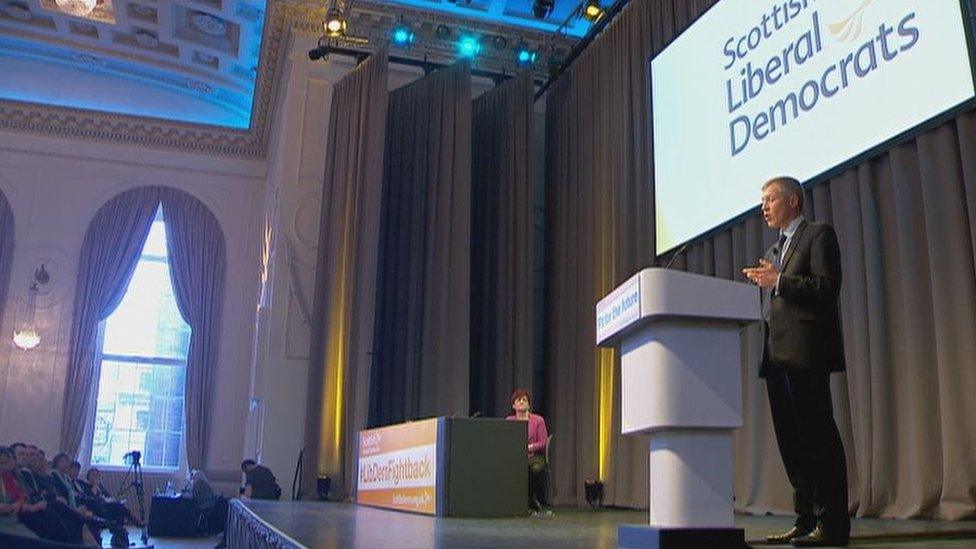Willie Rennie addresses the Scottish Liberal Democrats conference