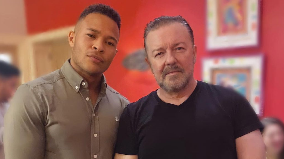 Cole with Ricky Gervais.