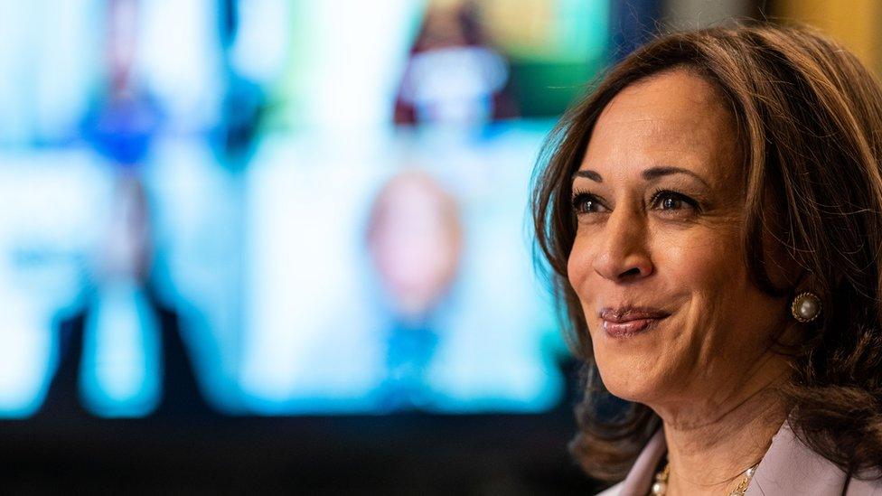 Vice-President Kamala Harris meets with DACA recipients on the White House campus on 22 July 2021.